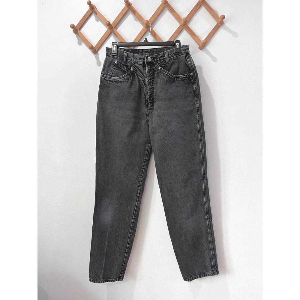 Rockies Vintage High Waisted Western Jeans Faded Black‎ Tapered Leg